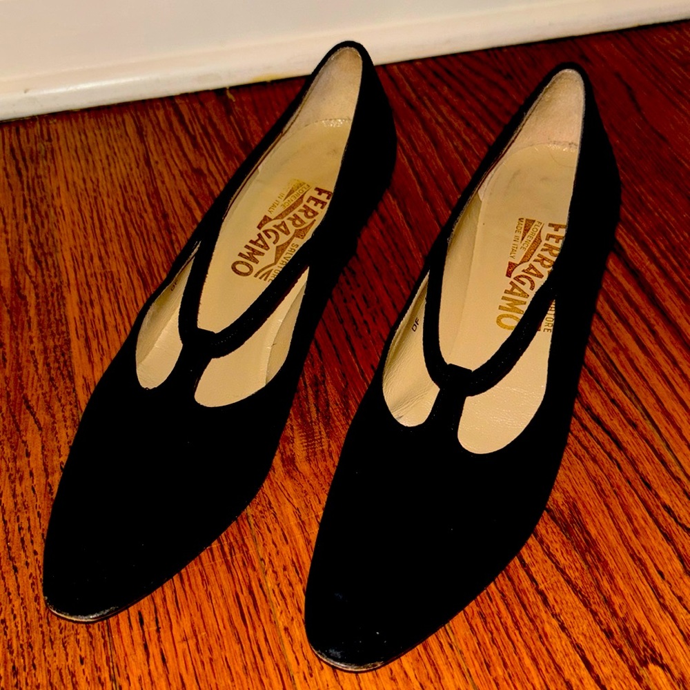 Salvatore Ferragamo Black Suede Pumps